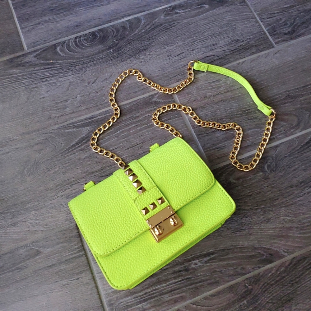 BCBG Neon Green & Gold  Crossbody Bag